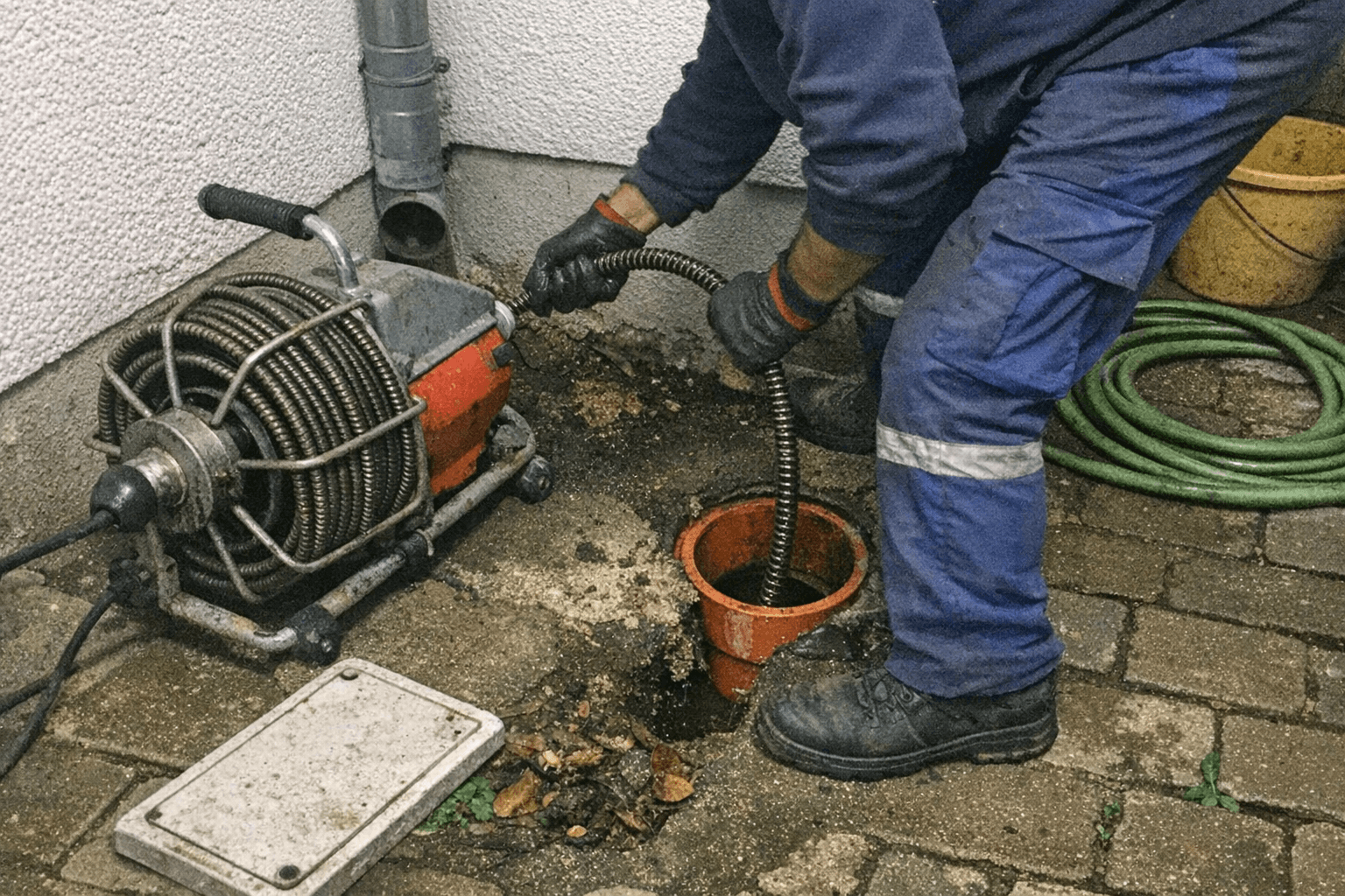Fachmännische Reinigung der Grundleitung am Haus